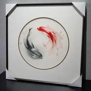 客厅装饰画玄关过道太极鱼z走廊新中式卧室中式纯手工苏绣刺绣挂