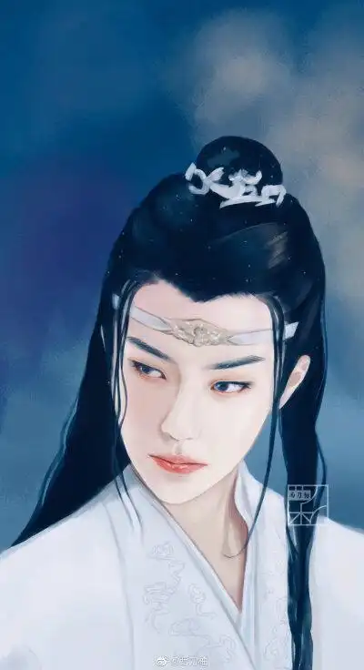 陈情令 蓝忘机王一博 写真壁纸帅哥男神手绘漫画