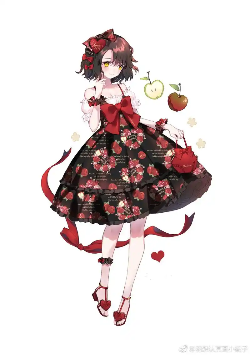 一组清新甜美的卡通少女插画,小裙子画的很精致,魔女喵喵.