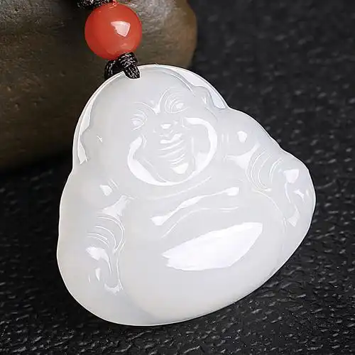 印象眸和田玉佛公吊坠白玉弥勒佛笑口常开女款玉石挂件附送证书