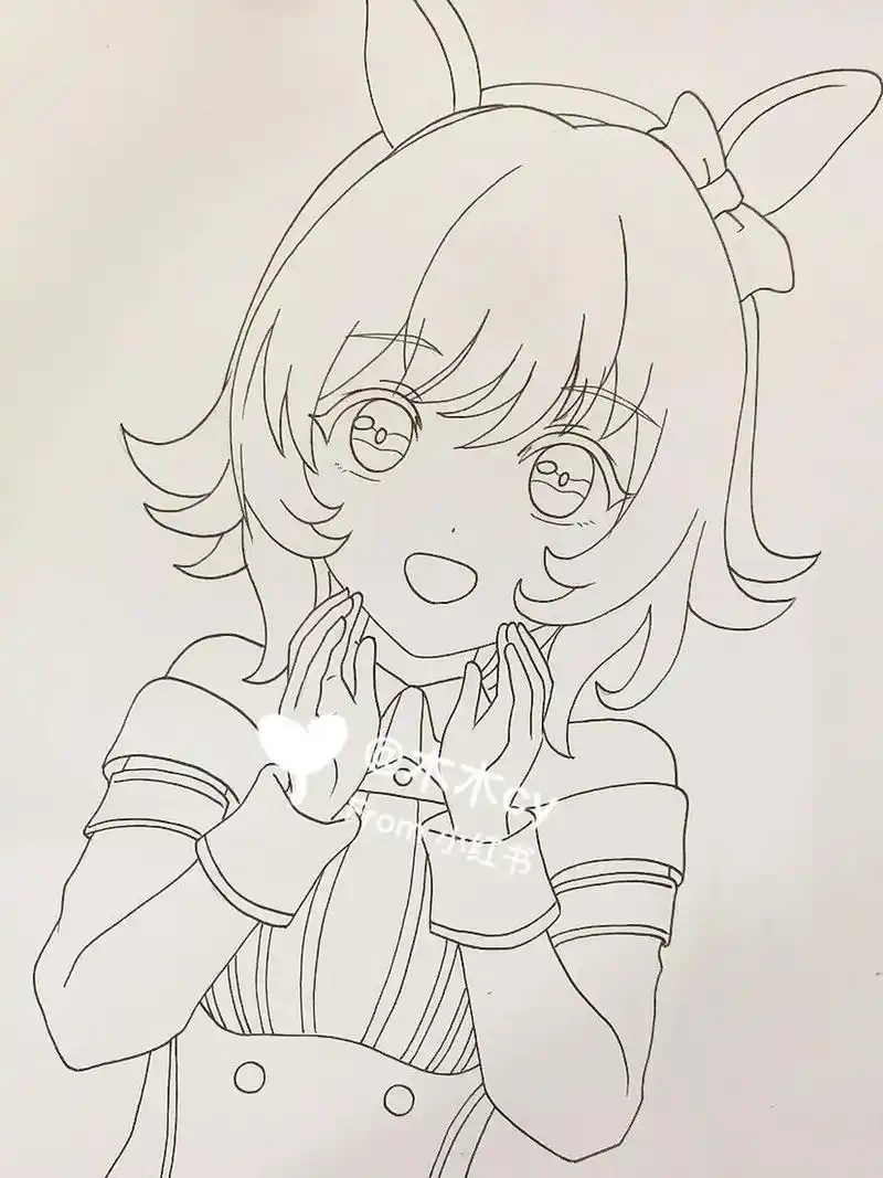 动漫人物(附线稿) #动漫热番推荐# #画画# #寻找小红书绘画大神