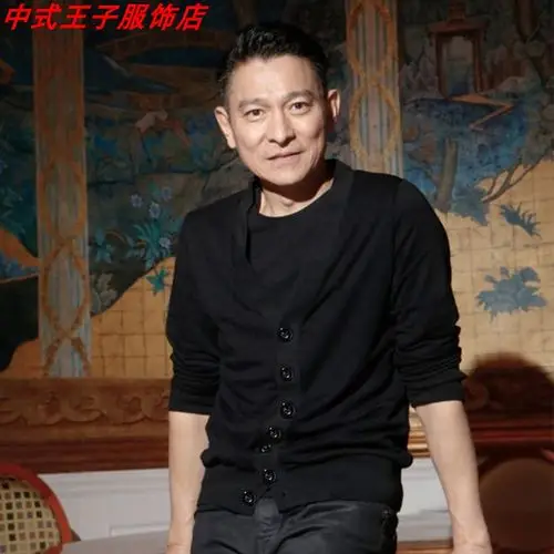 刘德华演唱会同款衣服青年男士针织开衫男线衫v领毛衣纯色底毛衣