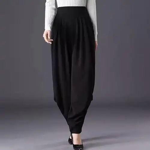 女宽松高腰气质阔腿萝卜裤显瘦百搭垂感灯笼裤薄大码休闲裤哈伦裤