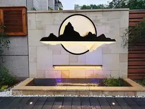 庭院流水墙水幕墙不锈钢瀑布流水槽流水景观室外别墅花园鱼池造景