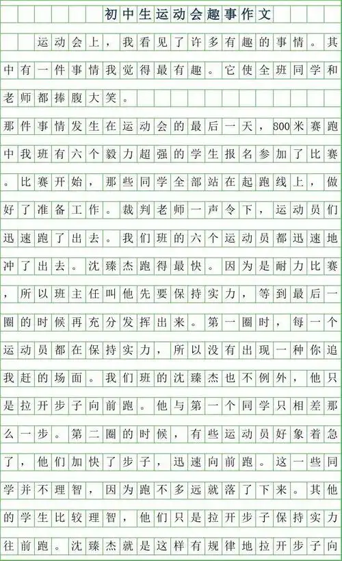 2019年初中生运动会趣事作文600字