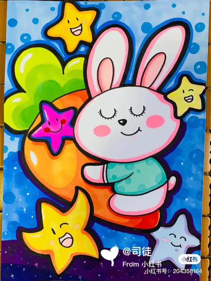 看完这套萌趣的马克笔装饰画,我真的爱上了儿童画,画的太好了,堪称