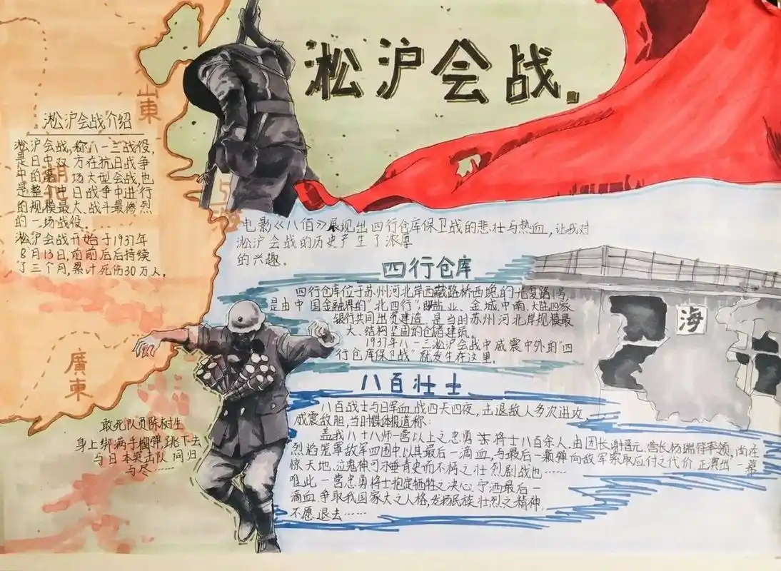 淞沪会战—八佰 手抄报原创(特等奖)