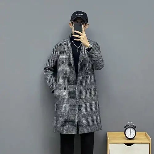 小红潮男韩剧欧巴风穿男士风衣潮牌秋冬宽松毛呢大衣