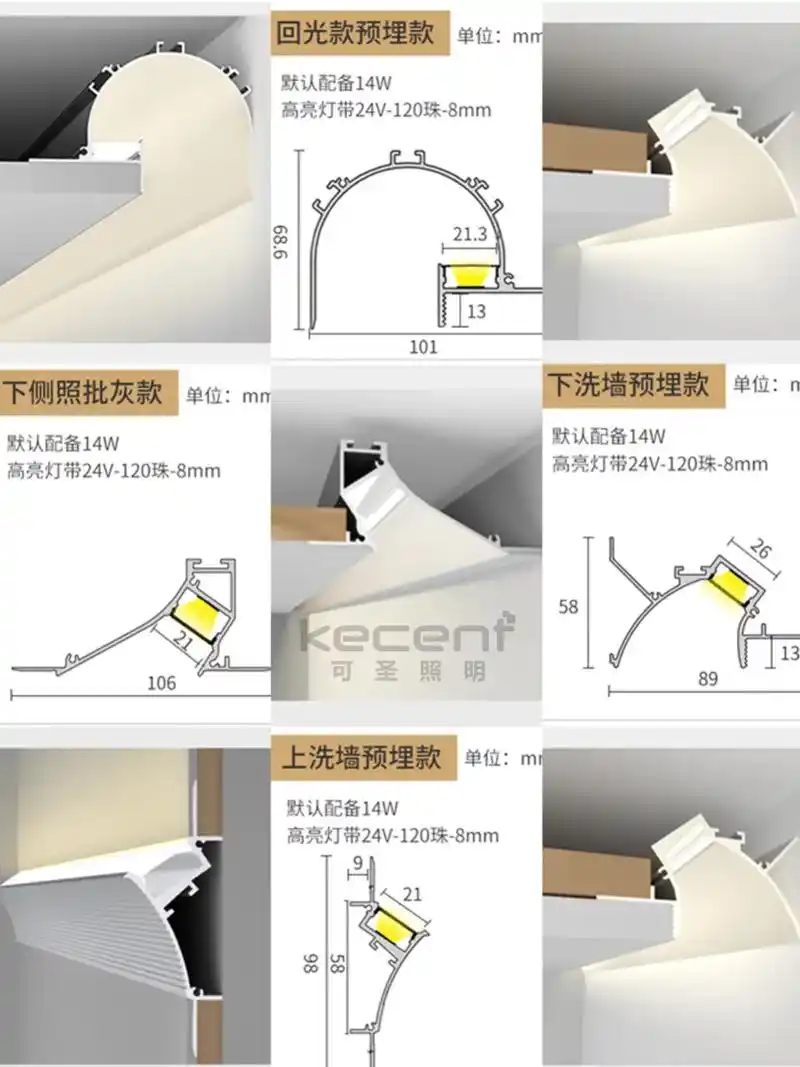 4款洗墙线性灯超全安装图示 保姆级教程!#照明设计 #无主灯 - 抖音