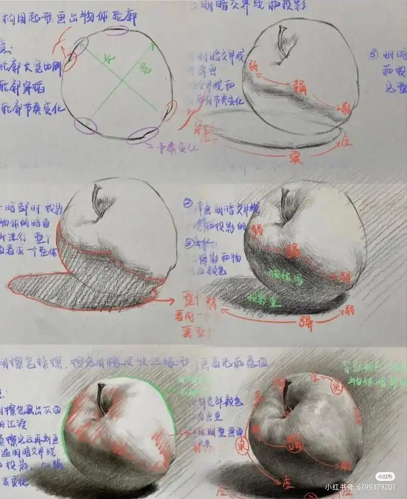 全网最详细素描苹果教程.#创作灵感 #美术 #双11拿捏大全 - 抖音