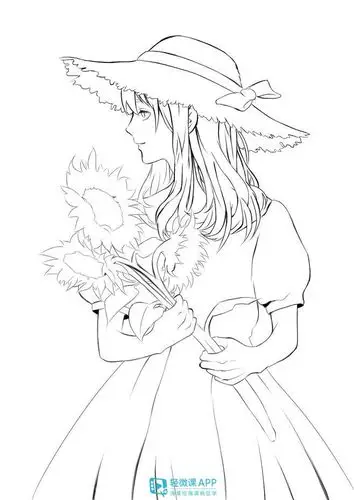 动漫人物线稿全身素材图片-三少插画网