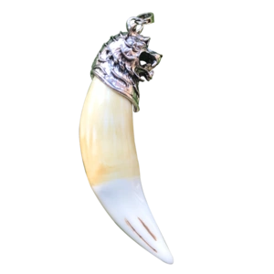 龙渡仿老虎牙吊坠真虎牙西藏配饰藏银套男士纯手工项链佛珠古文玩