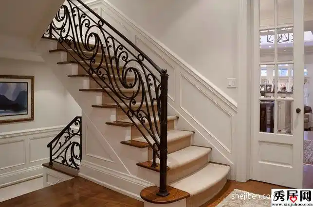 复式楼别墅铁艺楼梯扶手装修效果图最新3款铁艺楼梯栏杆扶手样式设计