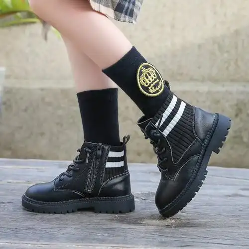 6女孩马丁靴5小学生4短靴7中大童8岁男童高帮皮鞋9女童棉靴子优惠券