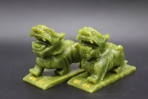 天然南玉纳财貔貅摆件一对玉雕工艺品镇宅辟邪招财风水居家办公礼