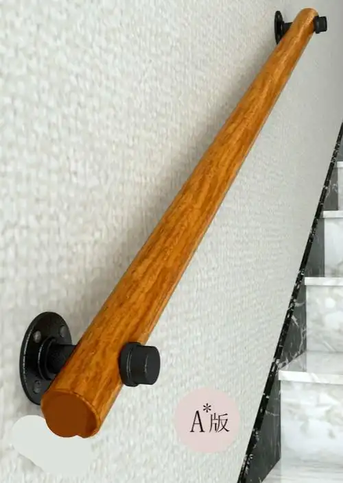 靠墙楼梯扶手实木别墅阁楼室内老人木扶梯家用走廊自装30cm2个固定点
