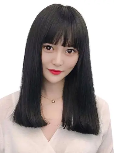 jk假发女中长发漫画刘海lisa同款齐刘海黑色长直发全头套超a假发