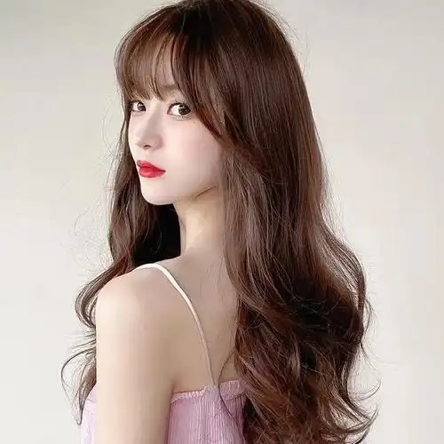片希假发女长发自然全头套卷发网红大波浪发型空气刘海可爱修脸假发套