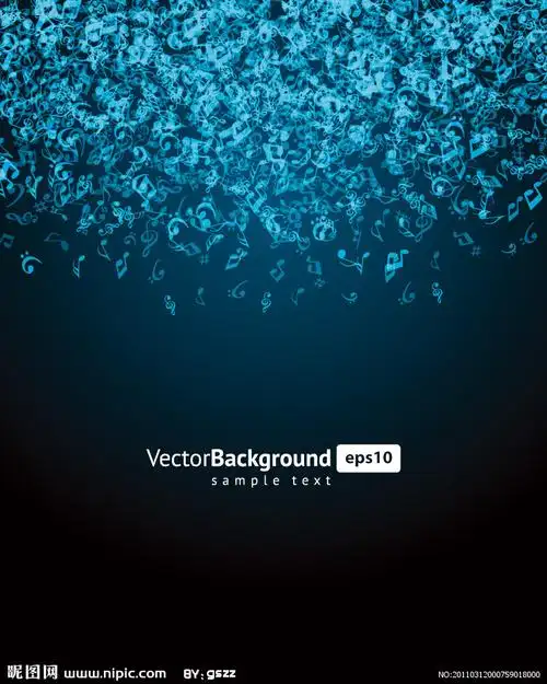 蓝色动感音符音乐背景图片