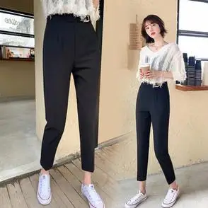 休闲西装女2021新款正装裤韩版职业工作裤子高腰修身九分裤小脚裤