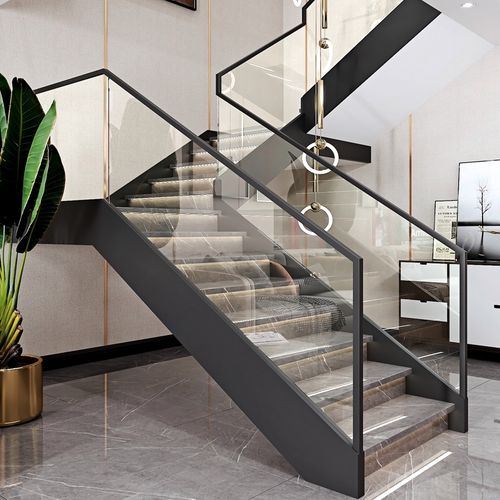 玻璃楼梯扶手超白钢化玻璃栏杆新中式实木扶手简约现代轻奢扶手