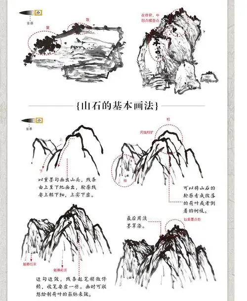 新手学国画大字大图版山水云树国画教程画画初学者入门零基础