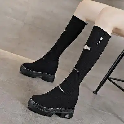 内增高鞋女长靴秋冬2020厚底网红瘦瘦靴显瘦加绒不过膝高筒靴靴子