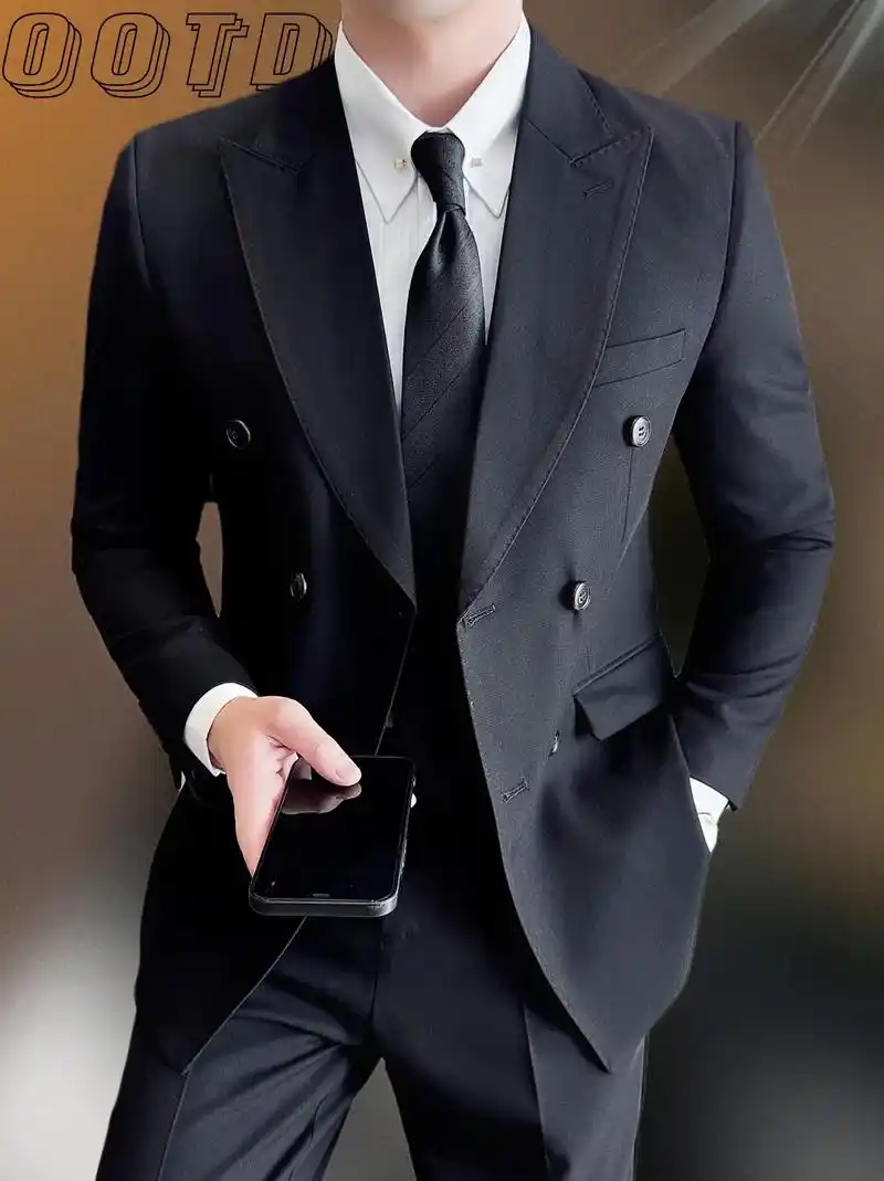 戗驳领西装外套男款痞帅高级感商务男装,休闲男士气质西装,帅气时尚