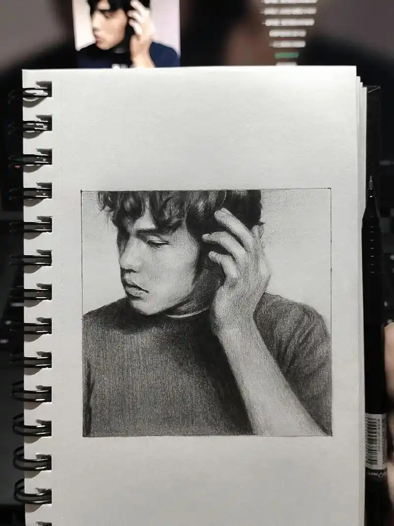 jay专辑封面 #铅笔画 #素描 - 抖音