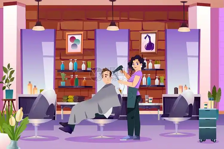 二月二龙抬头理发店发廊理发剃头扁平插画