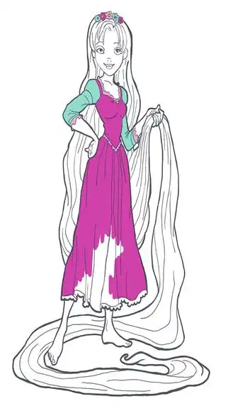 长发公主涂色儿童画画游戏 - 绘画涂手简书涂鸦画板软件