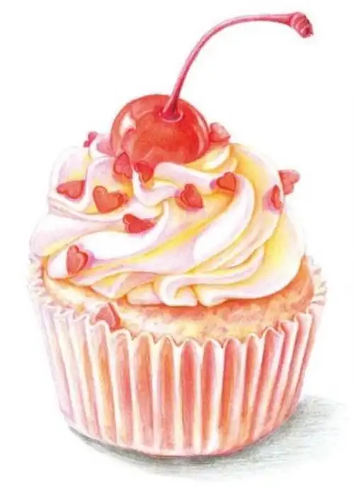 彩铅画 纸杯蛋糕