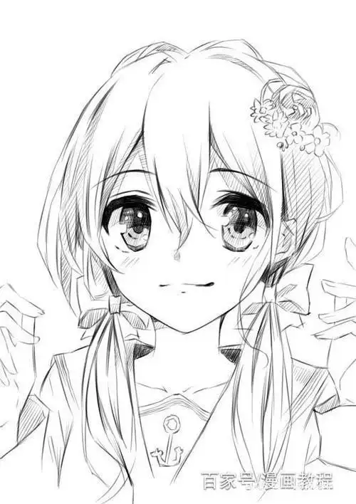 卡通女头像动漫人物背影简笔画女 第1页简笔画 线稿 黑白配 动漫 唯美