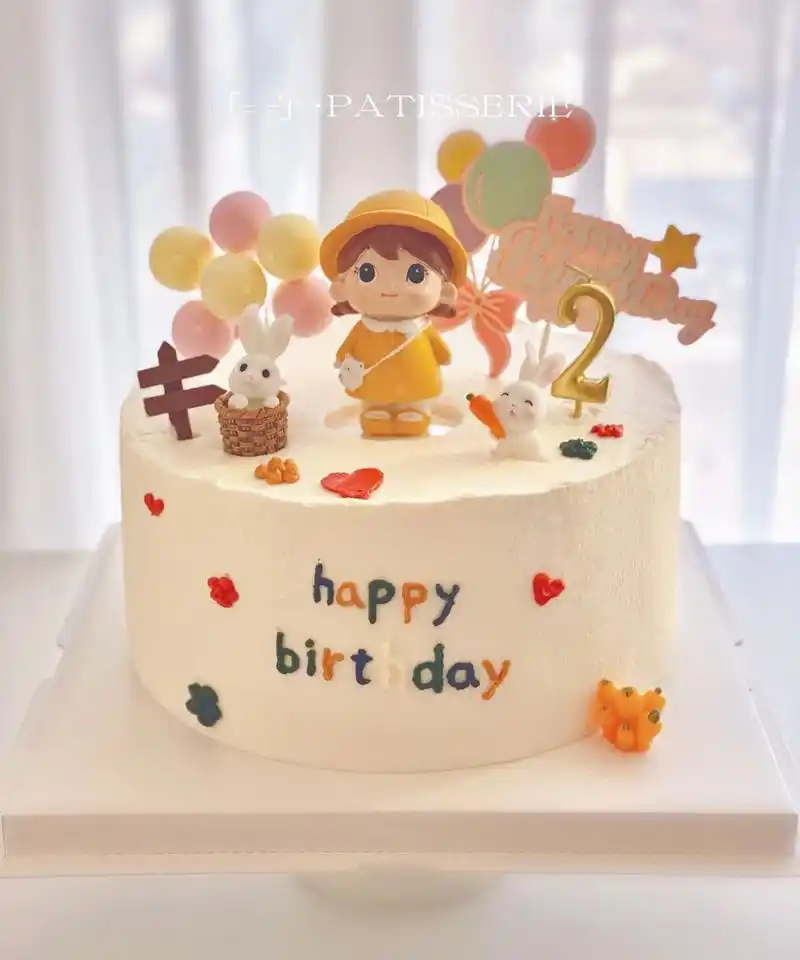生日蛋糕|可爱小女孩97生日蛋糕 简约配色和插件 	 是可可爱爱的新