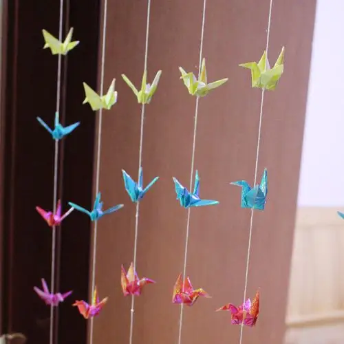7厘米珠光千纸鹤折纸成品节日挂饰 店庆装饰物商场装饰橱窗挂饰物