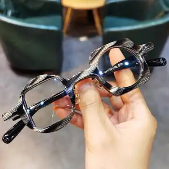 年轻人戴的新款个性一方一圆板材眼镜框时尚男女潮可配高度数防蓝光sd