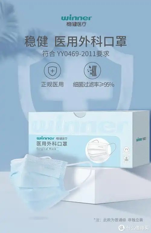 稳健医用外科口罩一次性3层防护符合yy标准防病菌灰尘飞沫