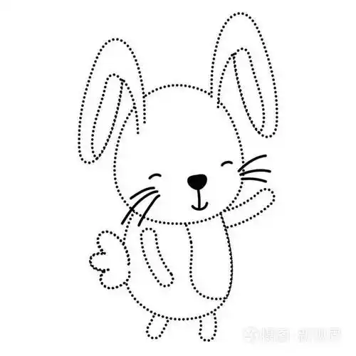 虚线形状快乐兔子可爱动物尾巴矢量插图