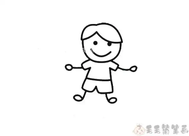 一组超简单的小男孩简笔画画法教程