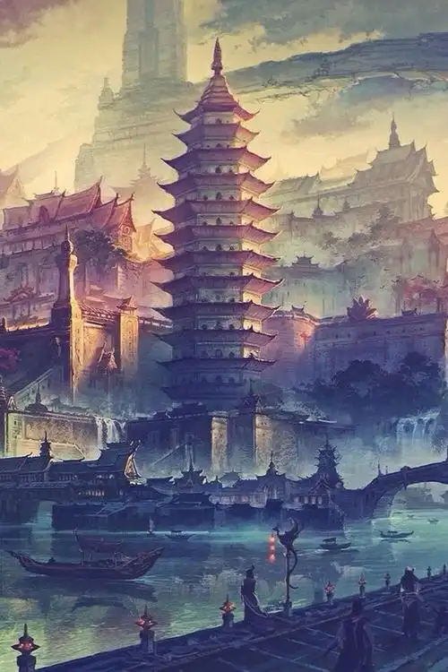 动漫古风场景系列唯美插画图集!落霞与孤鹜齐飞,秋水共长天一色