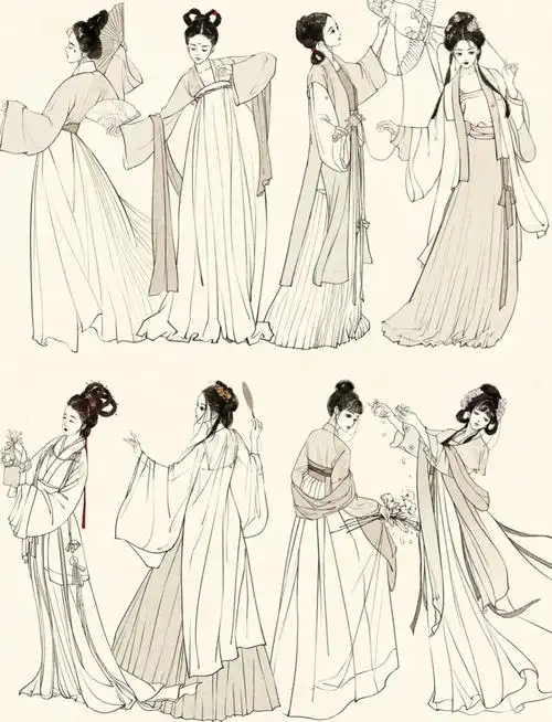 【绘画素材】古风汉服人物线稿来袭!