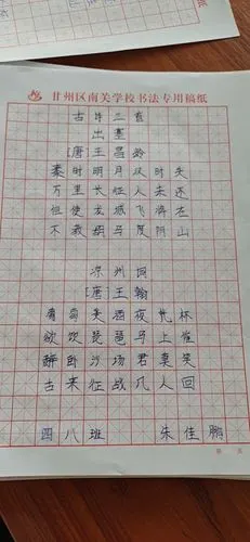 南关小学四(8)班硬笔书法作品欣赏