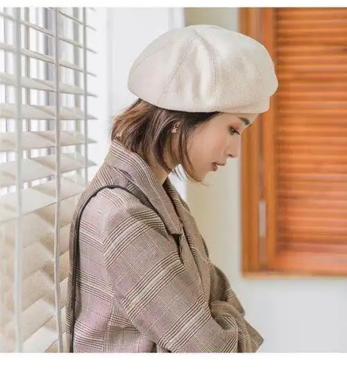 【胖脸适合的帽子】女韩版潮适合短带的秋冬大脸胖妹妹宽松贝雷帽时尚