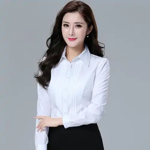 伊人儿阁楼秋冬款白衬衫女长袖学生韩版时尚百搭职业装白衬衣修身