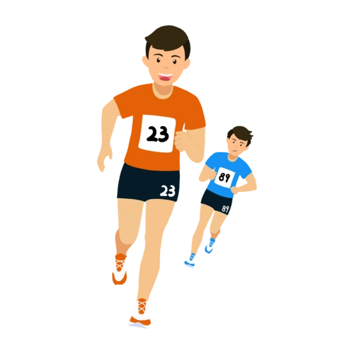 手绘卡通人物运动会跑步比赛设计元素