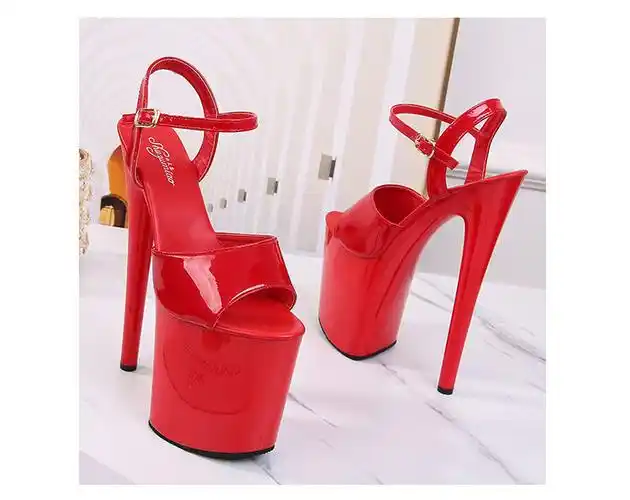 夜店鞋鱼嘴鞋女士12厘米细跟性感女鞋性感演出20公分走秀恨天高鱼嘴超