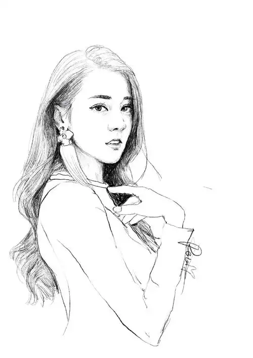 手绘 线稿 头像 迪丽热巴 2020年至今不同时期画