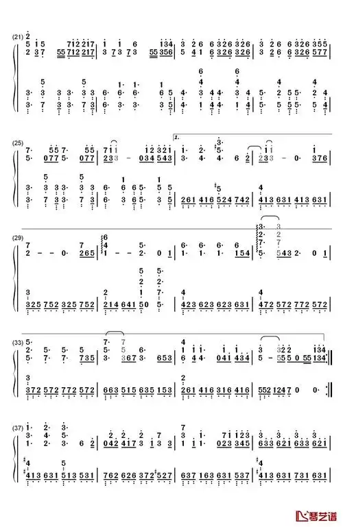 wonderful u钢琴简谱-数字双手-aga2