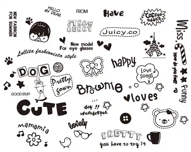 30套儿童手绘周岁百天写真可爱字体psd模板