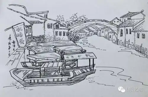 线描江南水乡别样风情